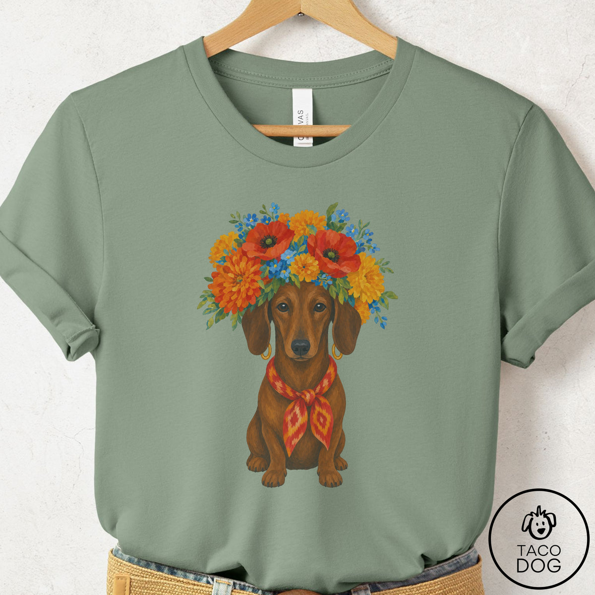 Dachshund Flower Crown T-Shirt