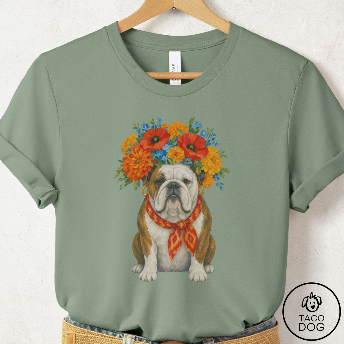 English Bulldog Flower Crown T-Shirt