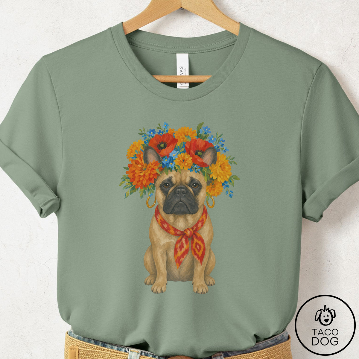 French Bulldog Frenchie Flower Crown T-Shirt