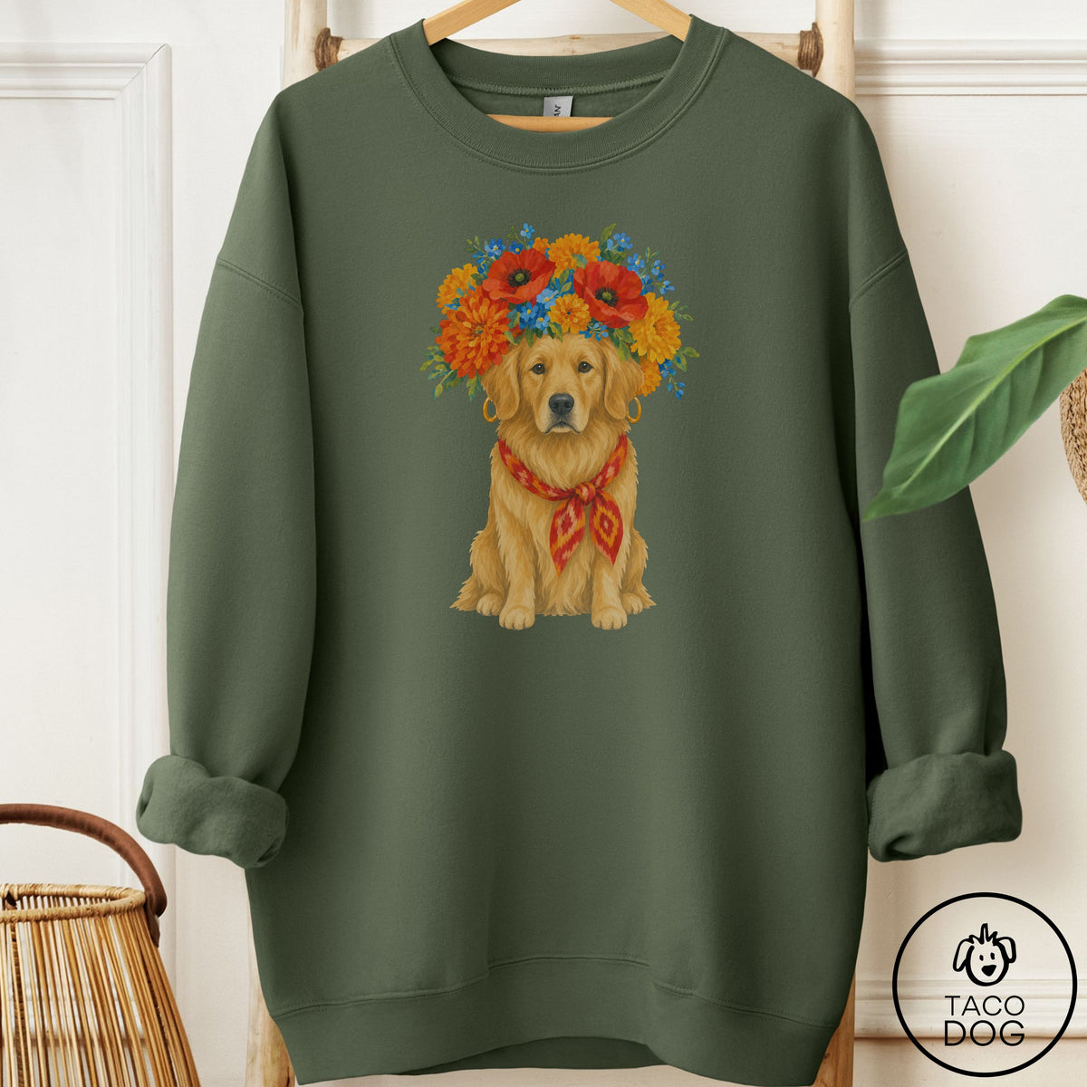 Golden Retriever Flower Crown Sweatshirt