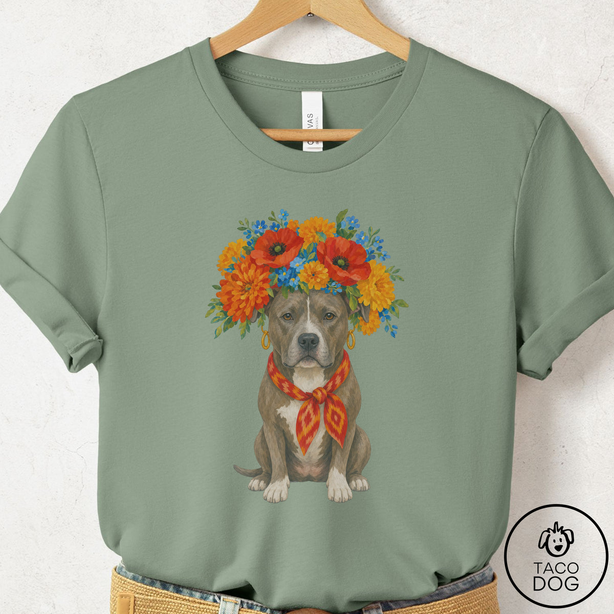 Pitbull Flower Crown T-Shirt
