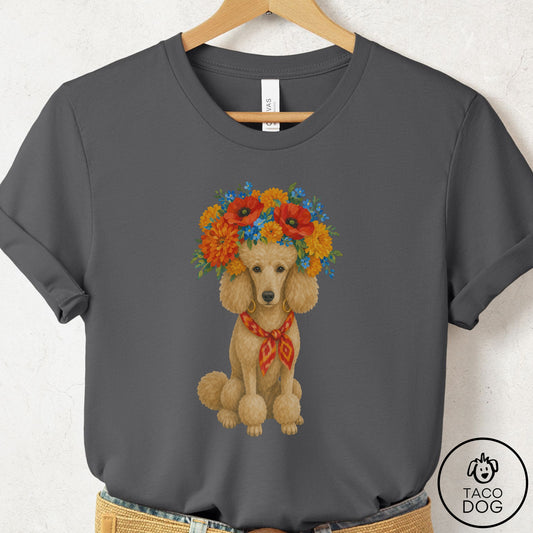 Poodle Flower Crown T-Shirt Asphalt Taco-Dog