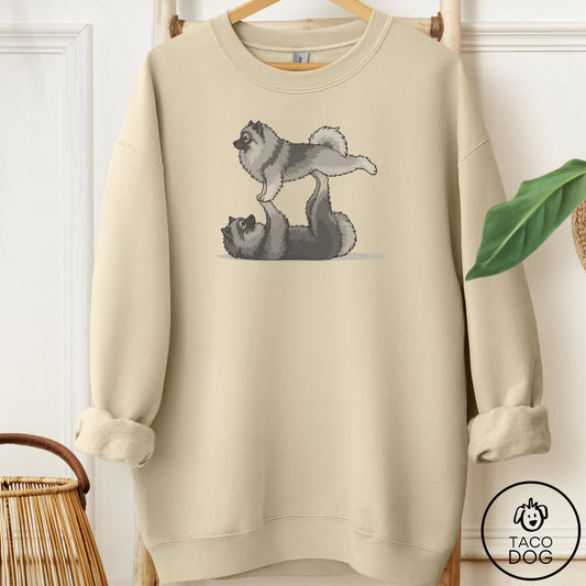 Keeshond Flying Feet Sweatshirt Sand Taco-Dog