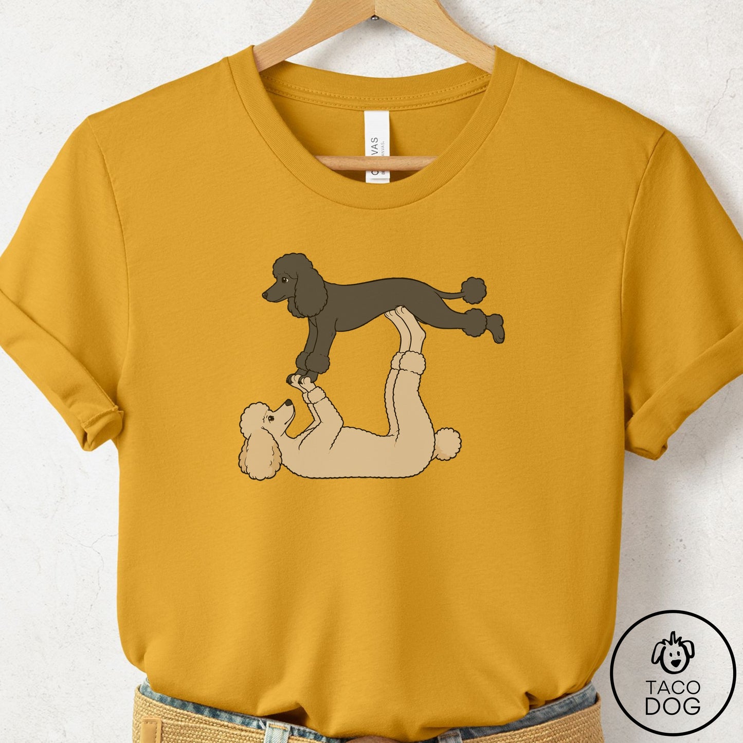 Poodle Flying Feet T-Shirt Mustard Taco-Dog