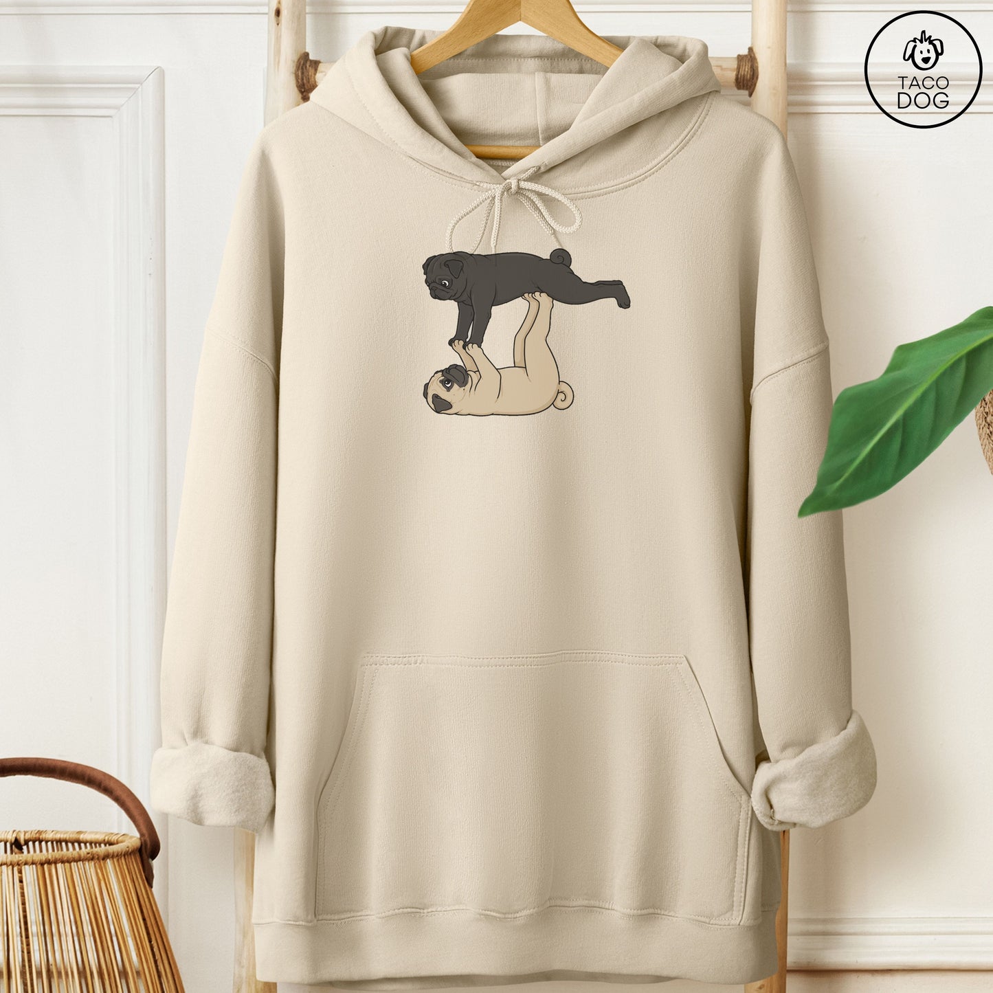 Pug Flying Feet Hoodie Sand Taco-Dog