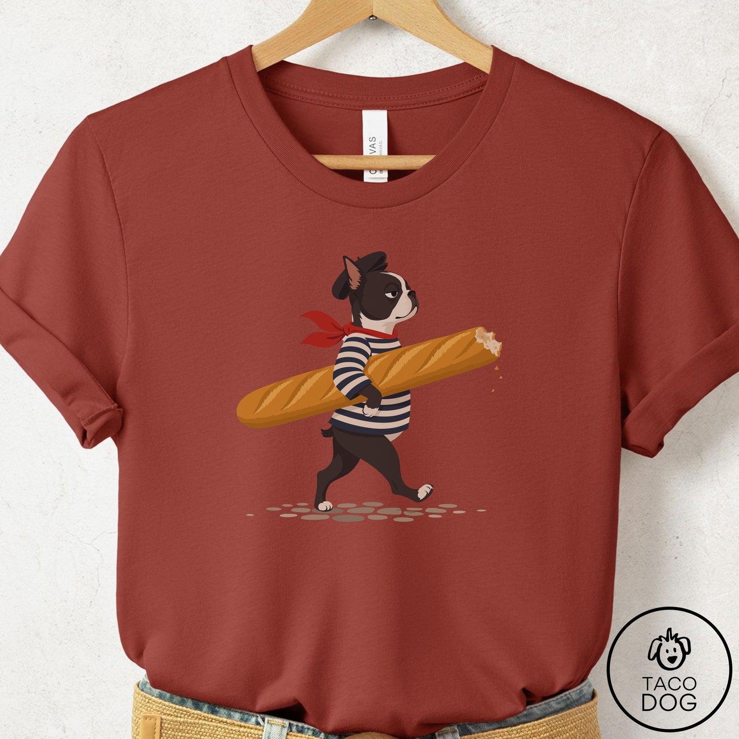 Boston Terrier French T-Shirt Rust Taco-Dog