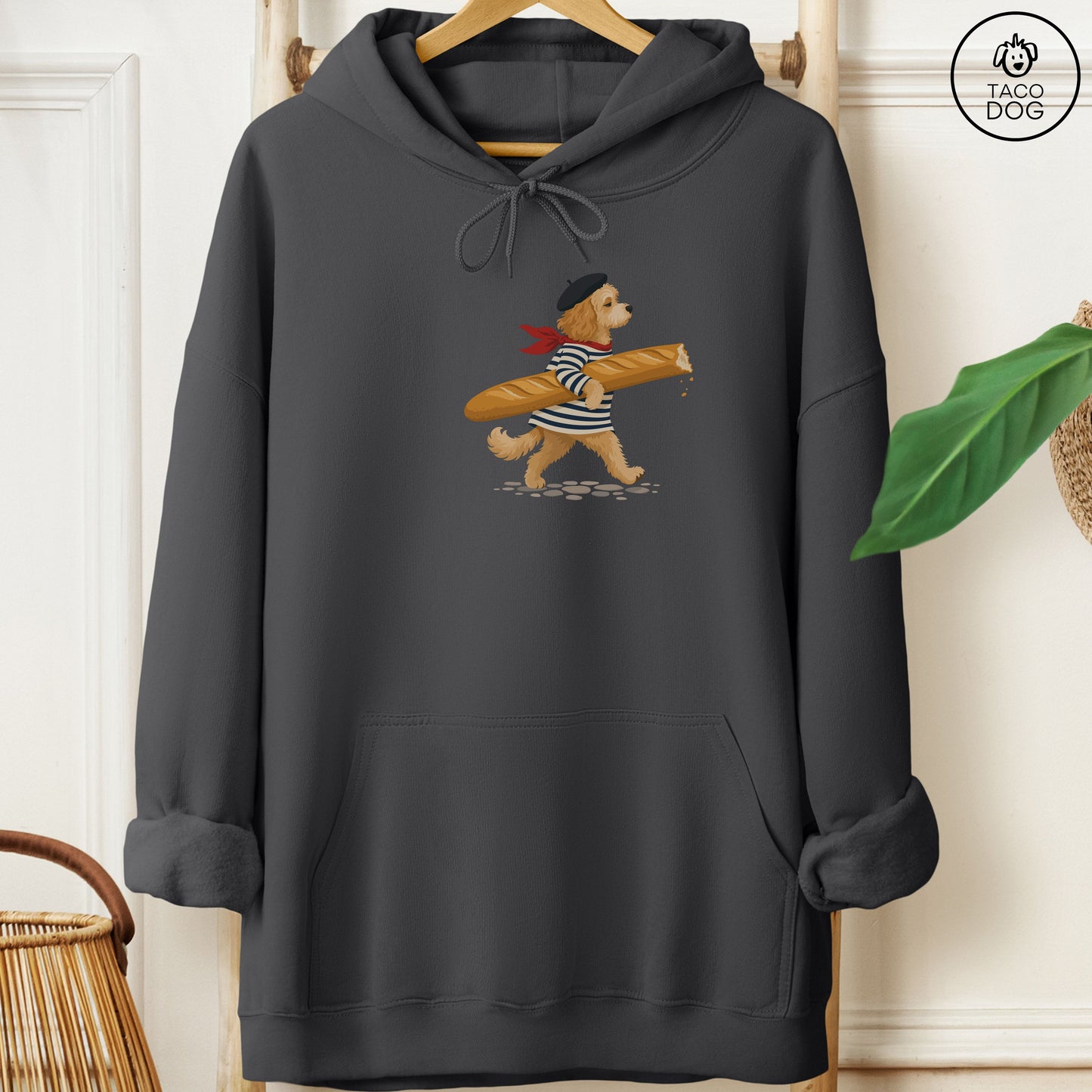 Cavapoo French Hoodie Charcoal Taco-Dog
