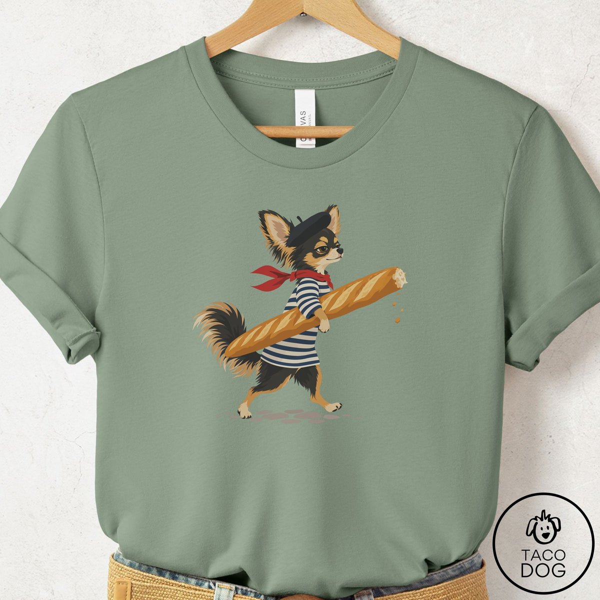 Chihuahua French T-Shirt Sage Taco-Dog