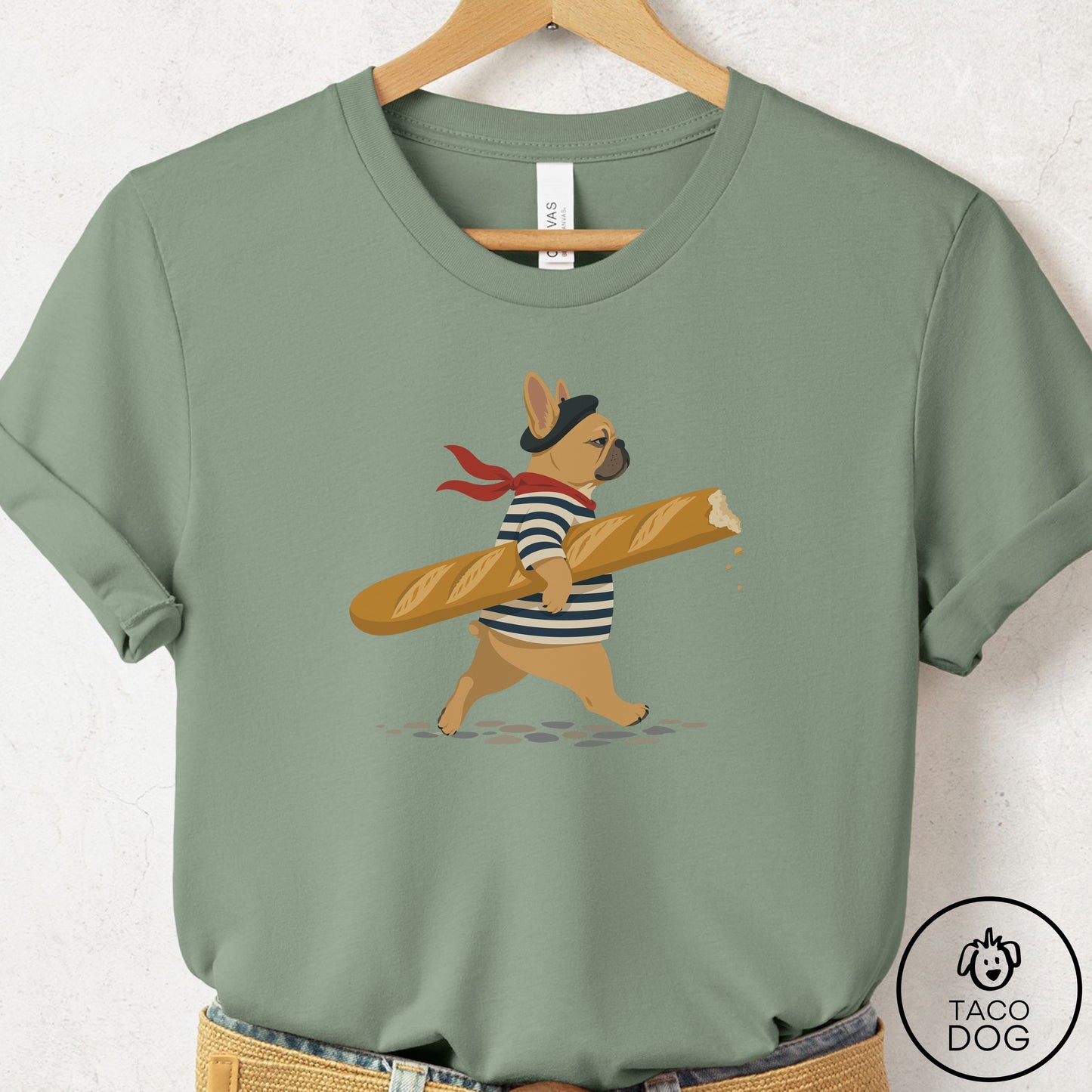 French Bulldog Frenchie French T-Shirt Sage Taco-Dog