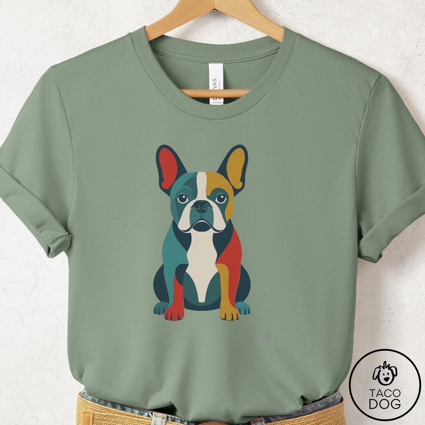 French Bulldog Frenchie Color Block T-Shirt