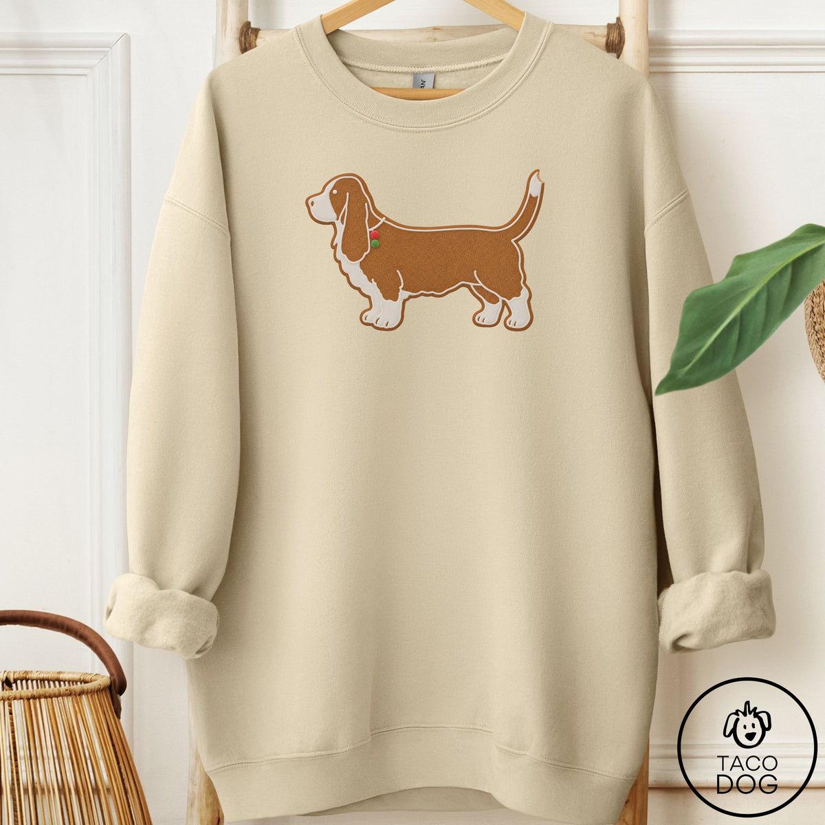 Basset Hound Gingerbread Sweatshirt Sand Taco-Dog