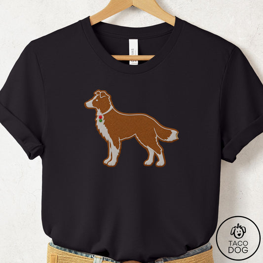 Border Collie Gingerbread T-Shirt Black Taco-Dog