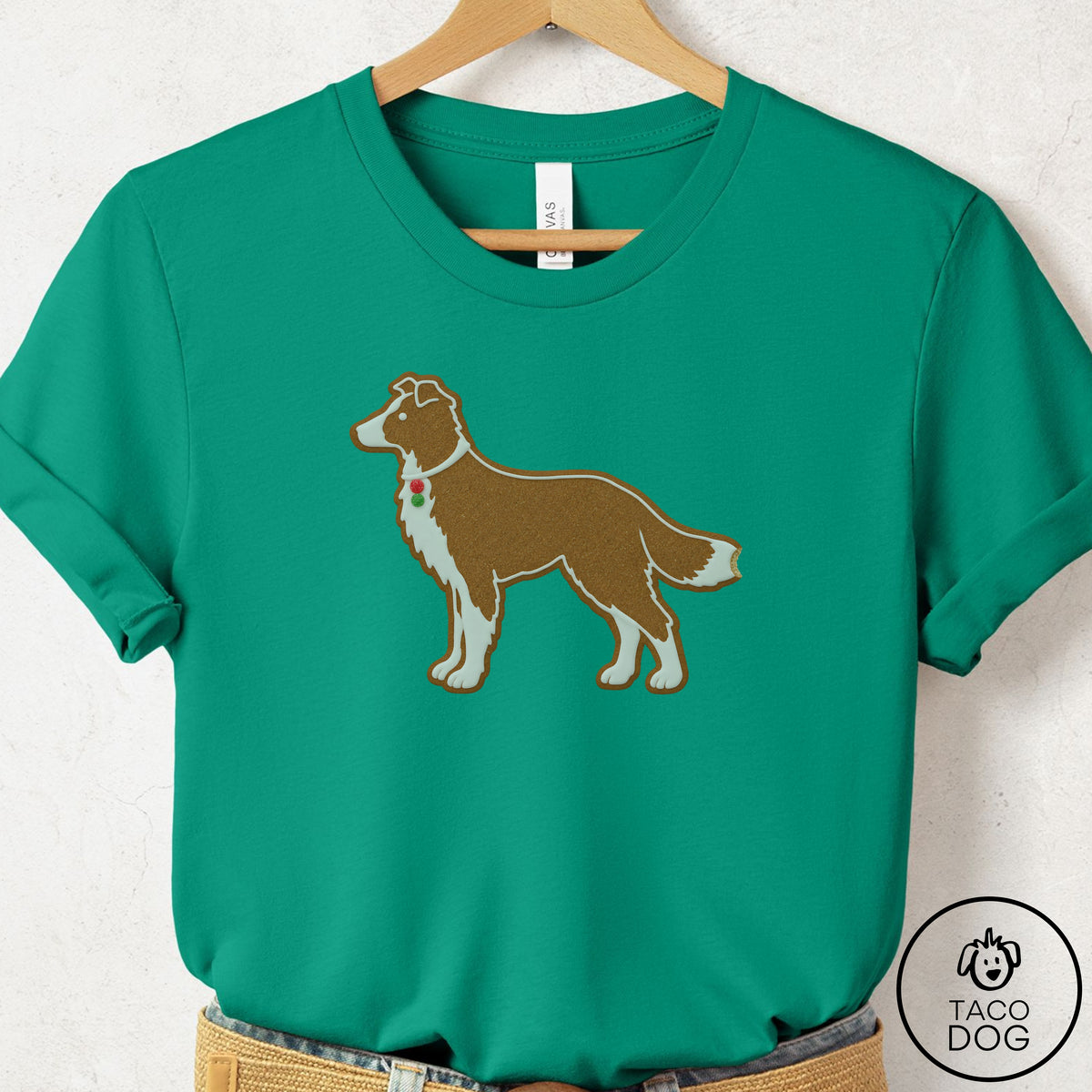 Border Collie Gingerbread T-Shirt Kelly Taco-Dog