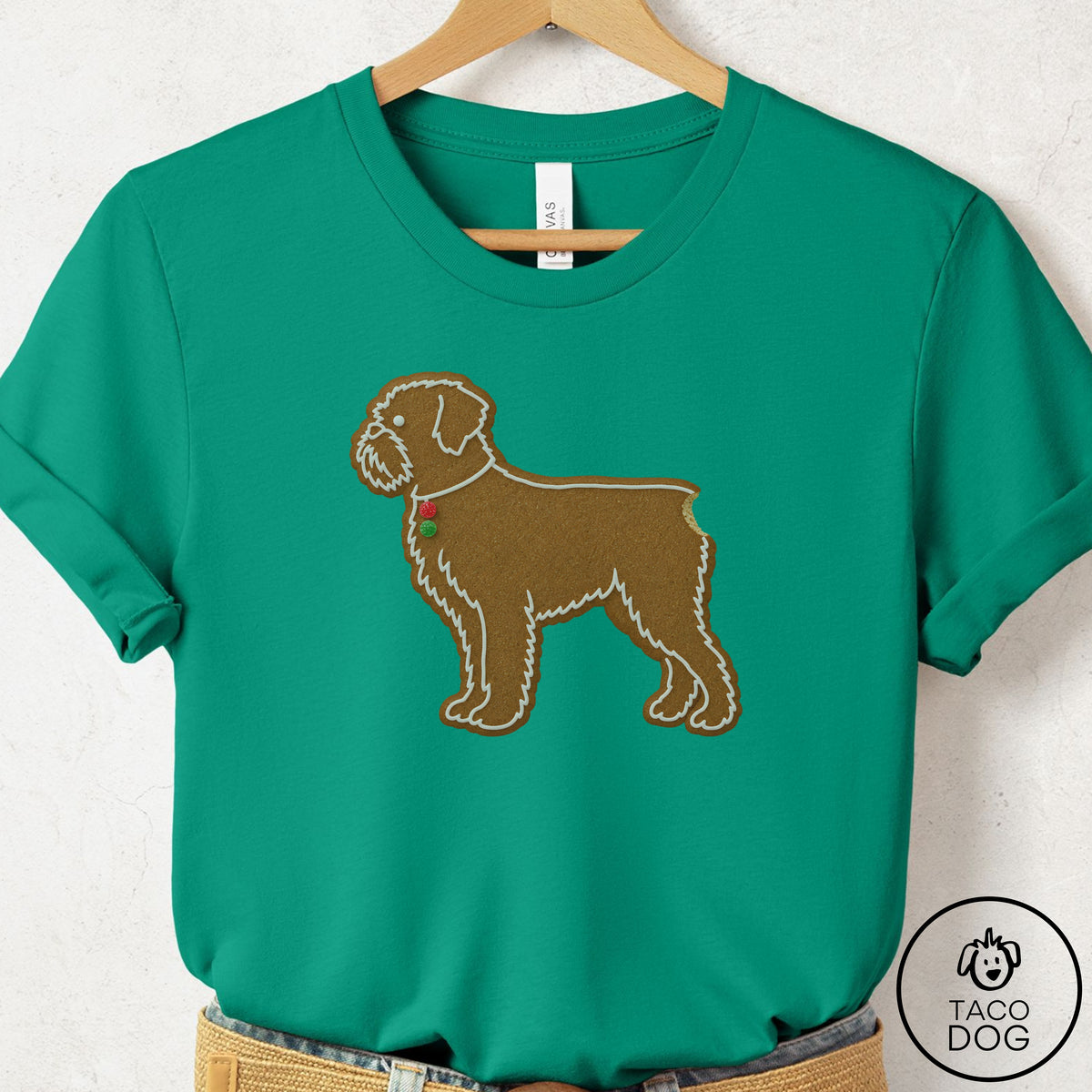 Brussels Griffon Gingerbread T-Shirt Kelly Taco-Dog