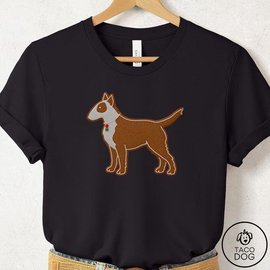 Bull Terrier Gingerbread T-Shirt Black Taco-Dog