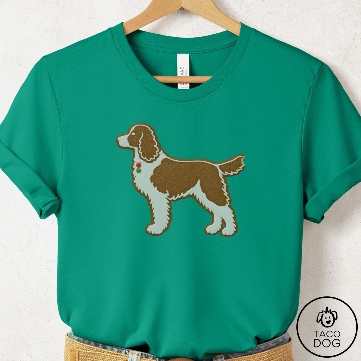 Springer Spaniel Gingerbread T-Shirt Kelly Taco-Dog