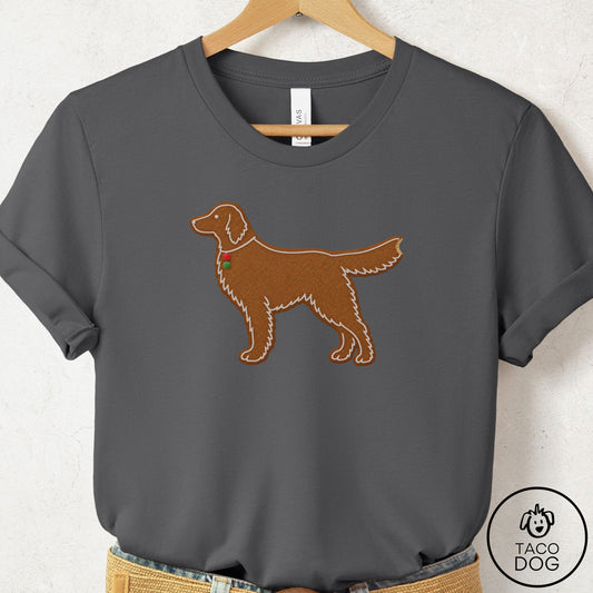 Flat-Coated Retriever Gingerbread T-Shirt Asphalt Taco-Dog