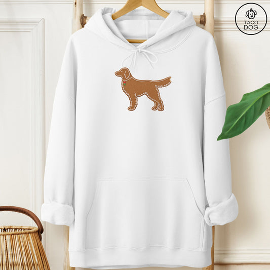 Flat-Coated Retriever Gingerbread Hoodie White Taco-Dog