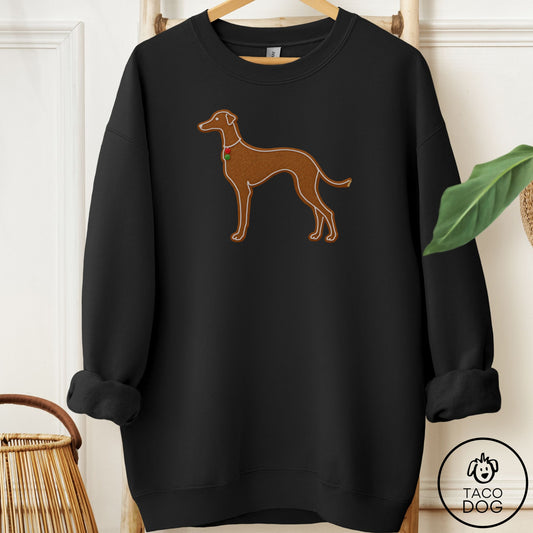 Italian Greyhound Whippet Gingerbread Sweatshirt Black Taco-Dog