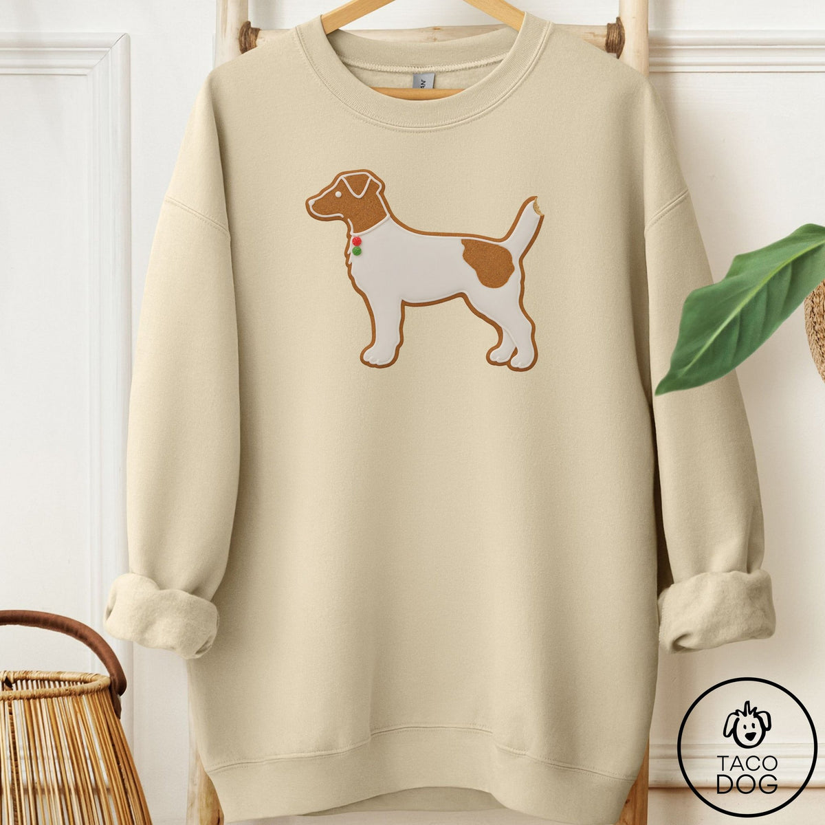 Jack Russell Gingerbread Sweatshirt Sand Taco-Dog