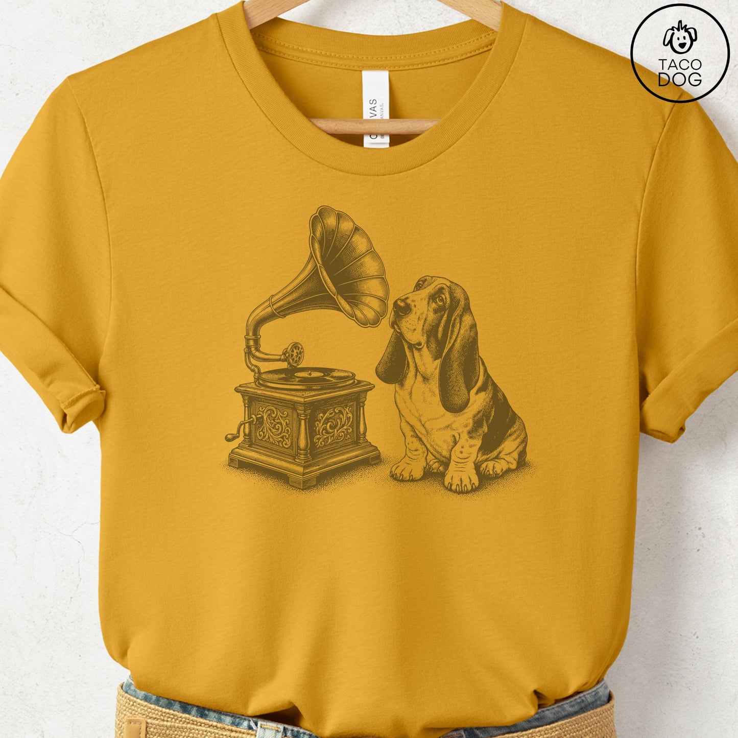 Basset Hound Gramophone T-Shirt