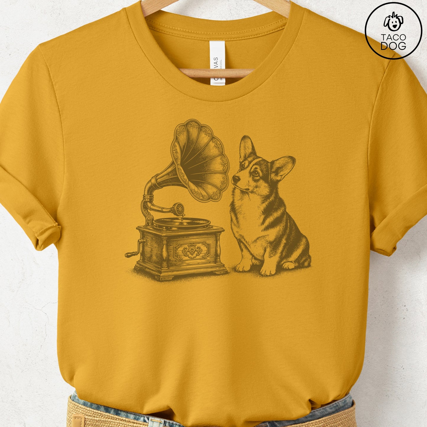 Corgi Gramophone T-Shirt
