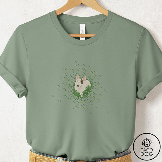 Bull Terrier Green Grass T-Shirt Sage Taco-Dog