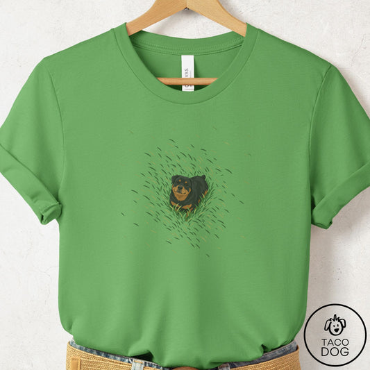 Rottweiler Green Grass T-Shirt Leaf Taco-Dog