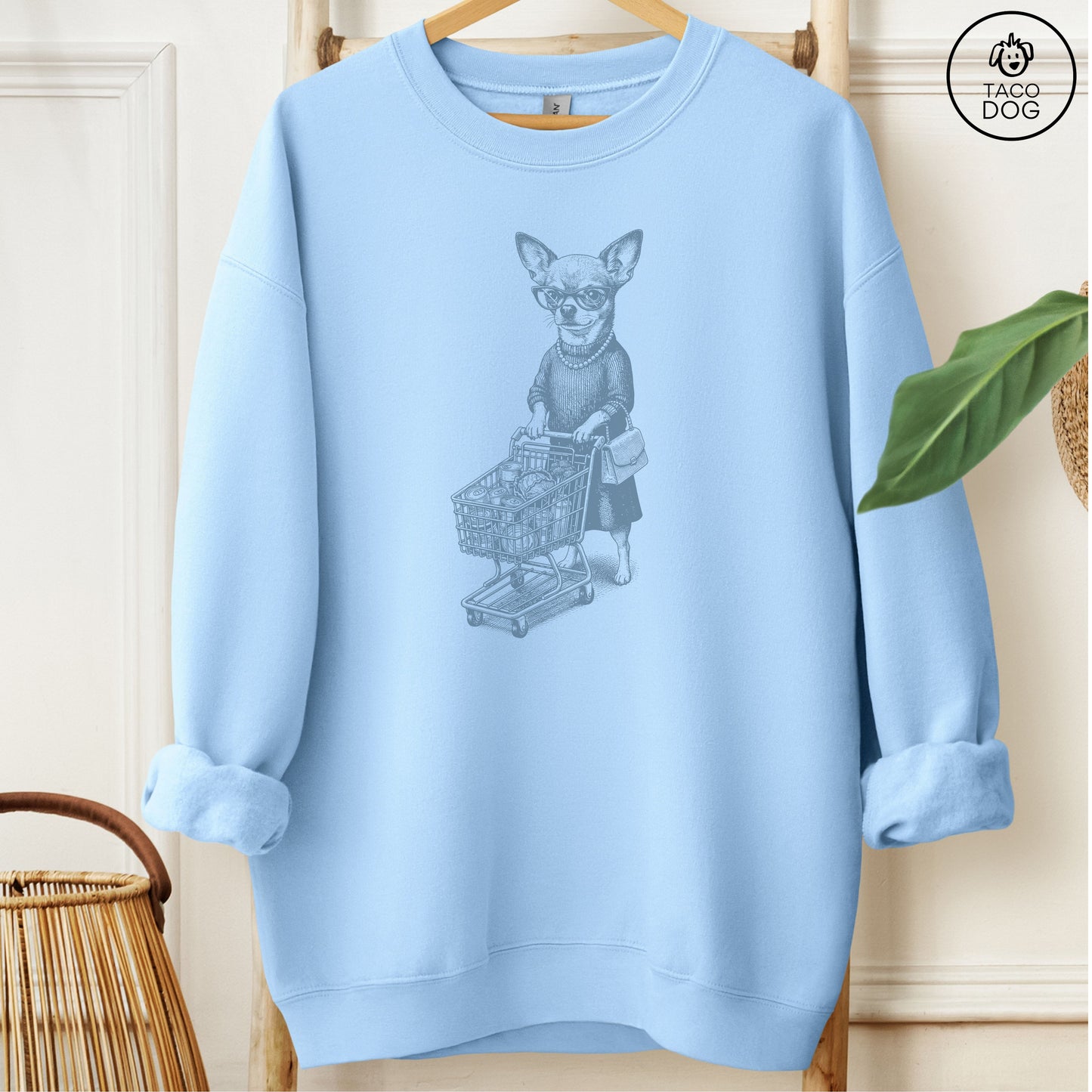 Chihuahua Grocery Sweatshirt Light Blue M Taco-Dog
