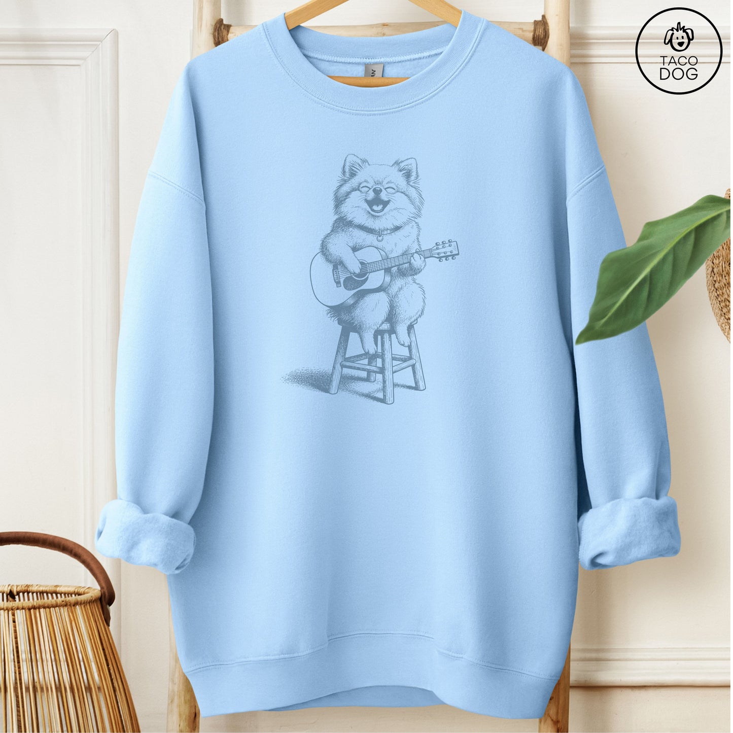 Pomeranian Unplugged Sweatshirt Light Blue M Taco-Dog