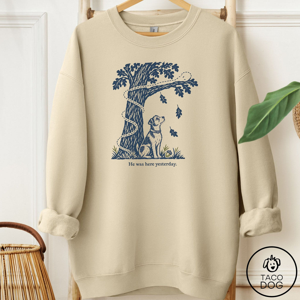 Jack Russell He Was Here Yesterday Sweatshirt Sand Taco-Dog