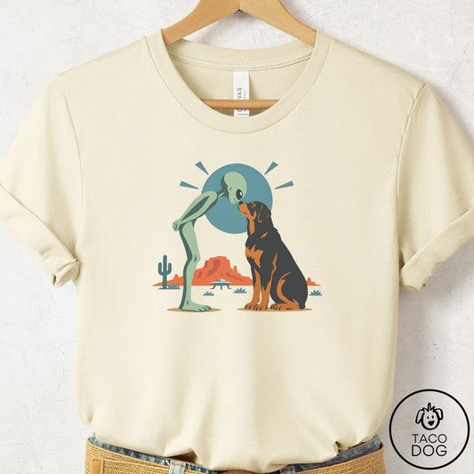 Rottweiler Hello Neighbor T-Shirt Natural Taco-Dog