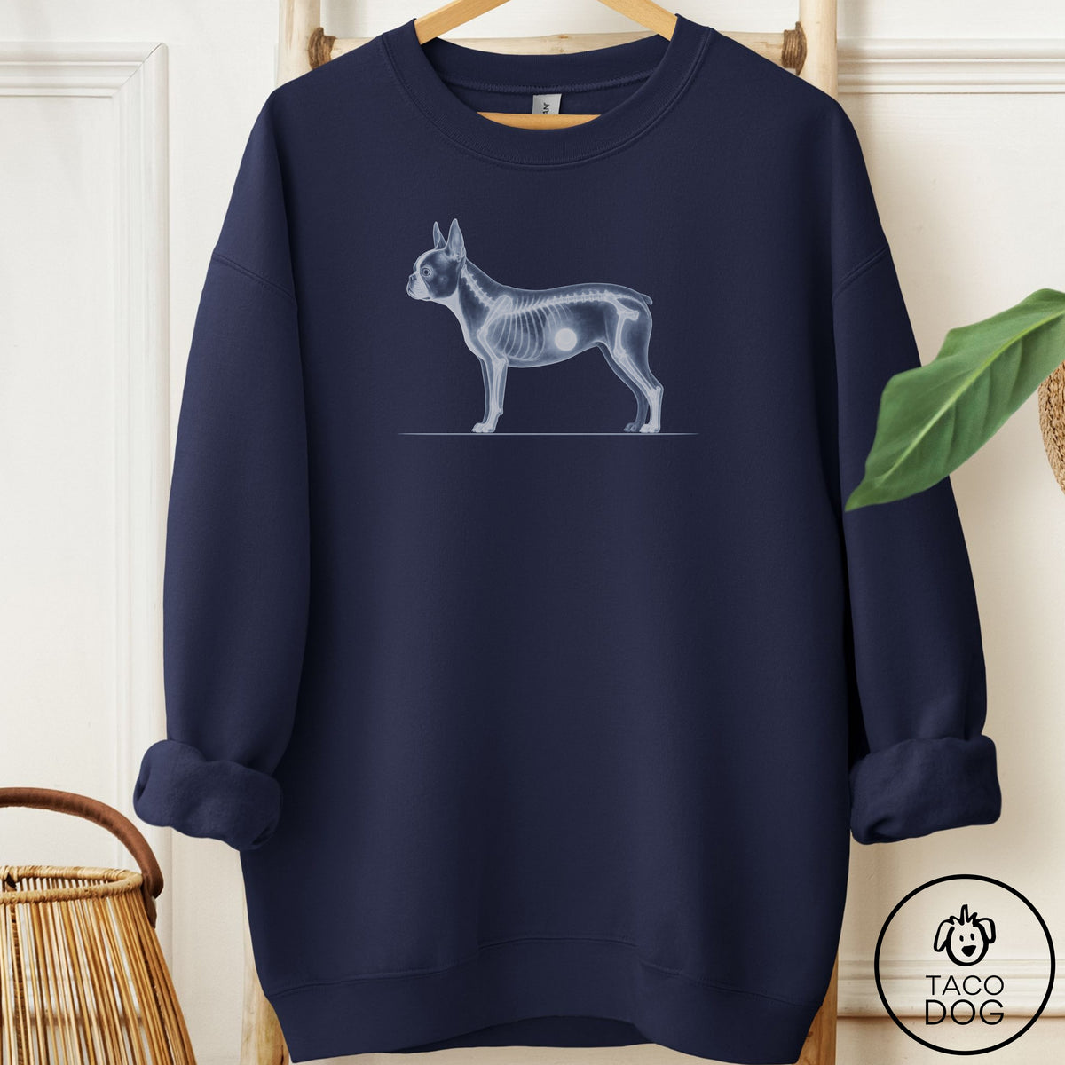 Boston Terrier Inventory Sweatshirt Navy Taco-Dog