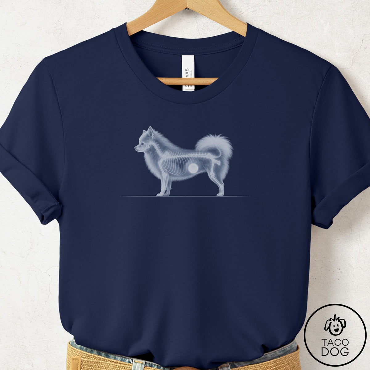 Pomeranian Inventory T-Shirt Navy Taco-Dog