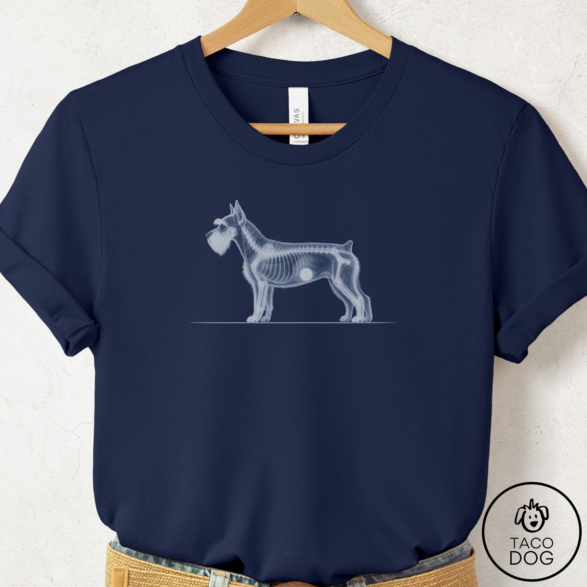 Schnauzer Inventory T-Shirt Navy Taco-Dog