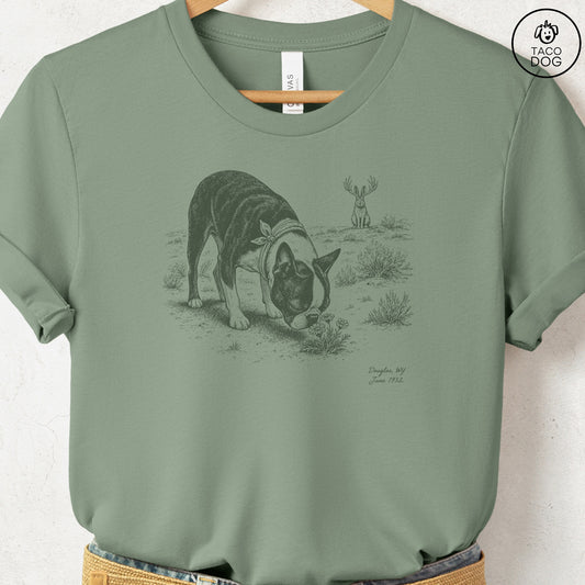 Boston Terrier Jackalope T-Shirt Sage Taco-Dog