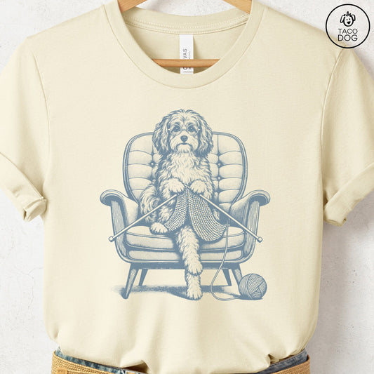 Havanese Knitting T-Shirt Natural Taco-Dog