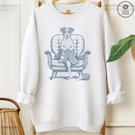 Jack Russell Knitting Sweatshirt White Taco-Dog