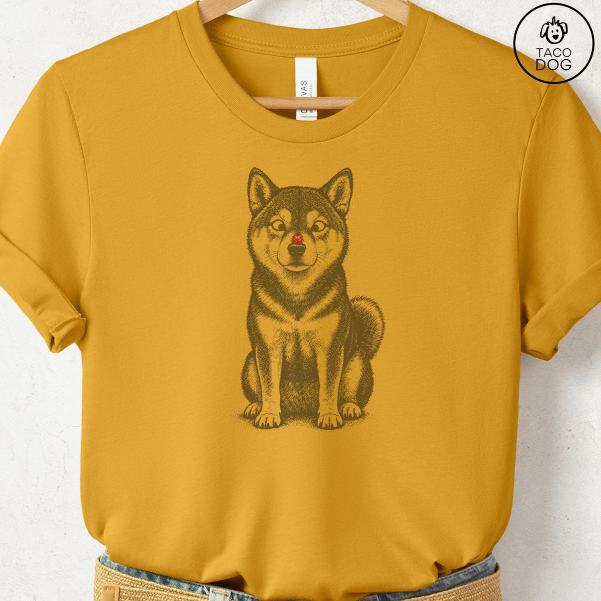 Shiba Inu Ladybug T-Shirt Mustard Taco-Dog