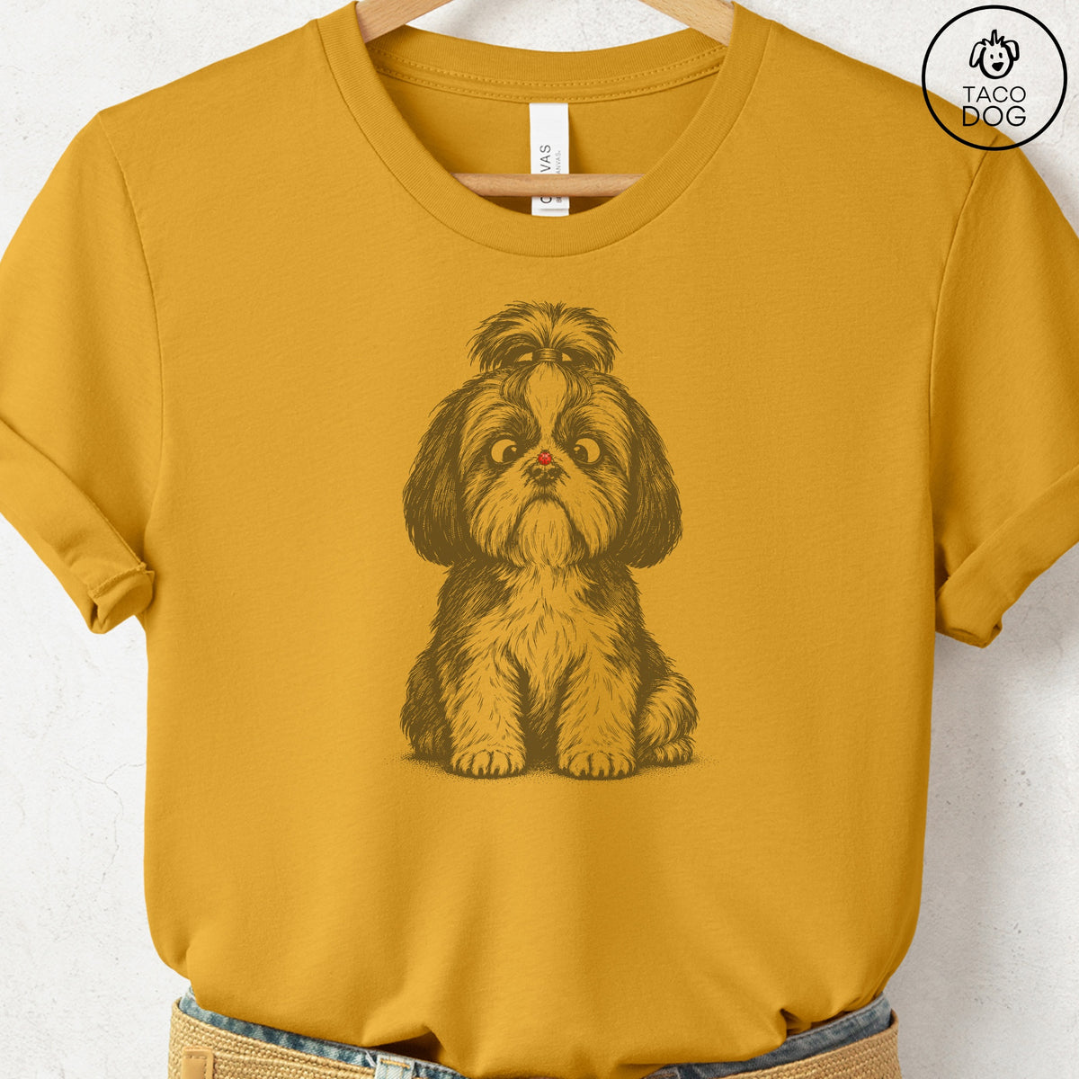 Shih Tzu Ladybug T-Shirt Mustard Taco-Dog