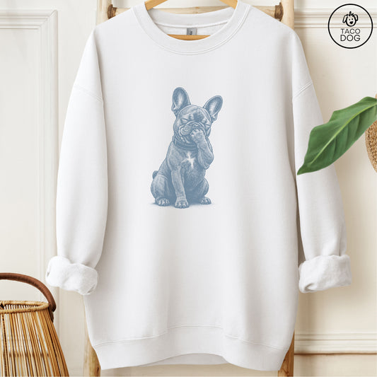 French Bulldog Frenchie Laughing Sweatshirt White Taco-Dog