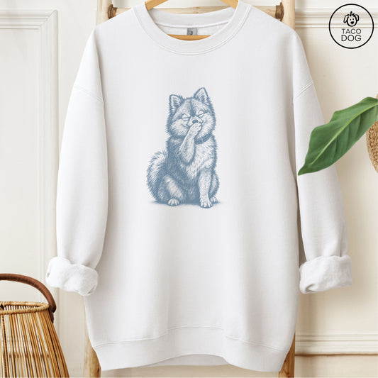 Pomeranian Laughing Sweatshirt White Taco-Dog