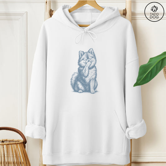 Pomeranian Laughing Hoodie White Taco-Dog