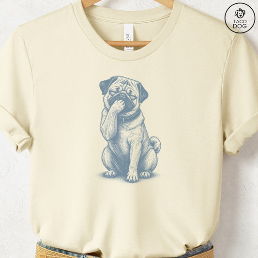 Pug Laughing T-Shirt Natural Taco-Dog