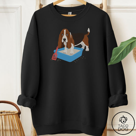 Basset Hound Litter Box Sweatshirt Black Taco-Dog