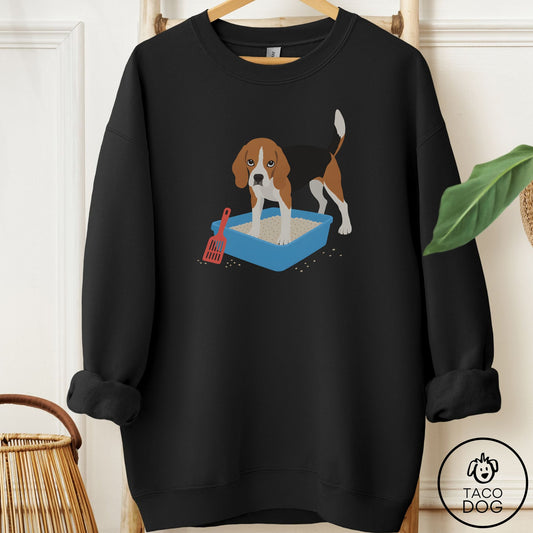 Beagle Litter Box Sweatshirt Black Taco-Dog