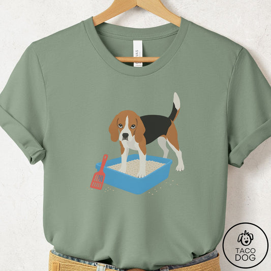 Beagle Litter Box T-Shirt Sage Taco-Dog