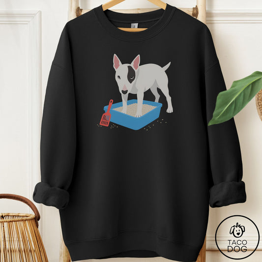Bull Terrier Litter Box Sweatshirt Black Taco-Dog
