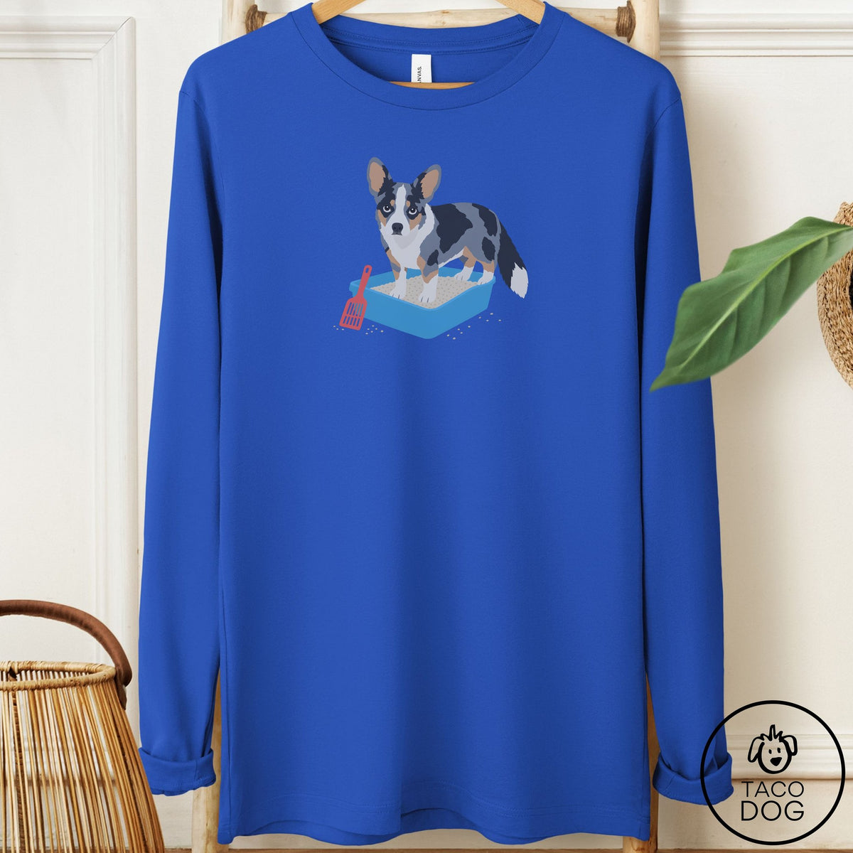 Cardigan Welsh Corgi Litter Box Long Sleeve Tee True Royal Taco-Dog