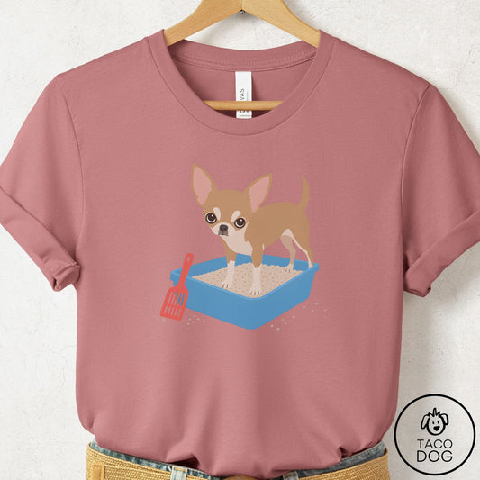 Chihuahua Litter Box T-Shirt Mauve Taco-Dog